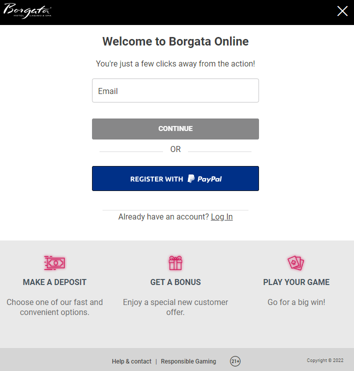 Borgata Sign Up Code Form