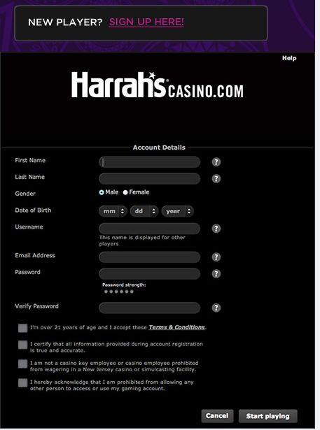 Harrah's Casino Sign up NJ