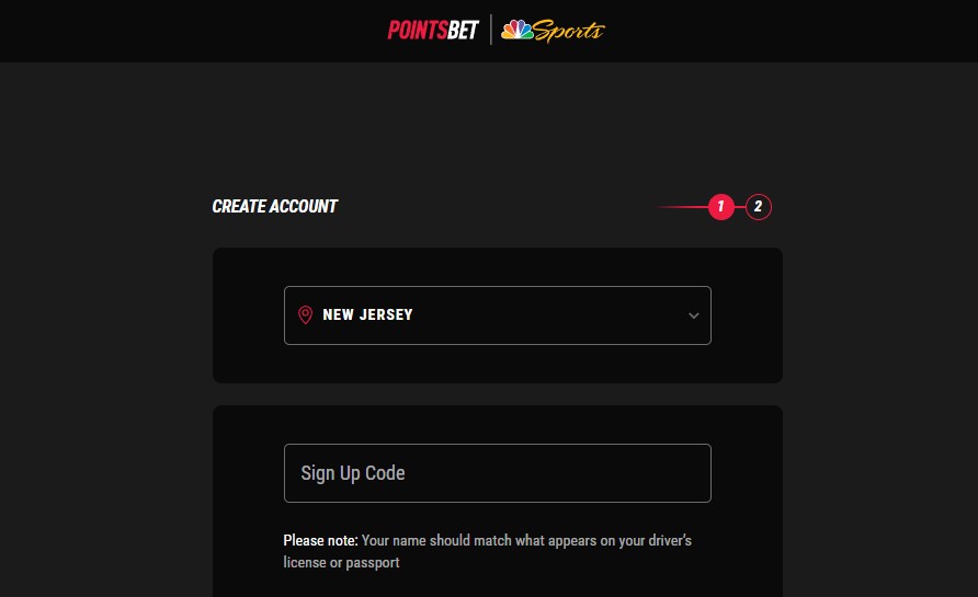 Pointsbet Sign up Code Insertion