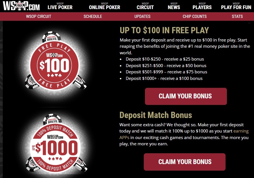 WSOP Welcome Bonus NJ