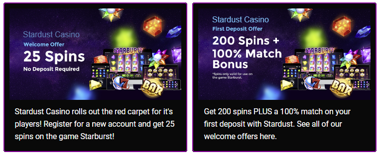 Stardust Casino Welcome Bonuses