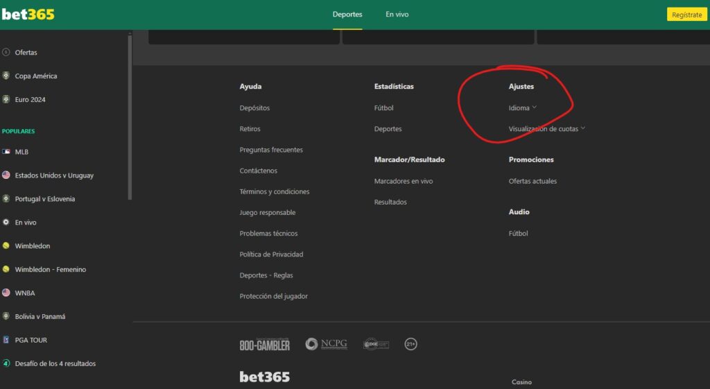 bet365 NJ spanish language