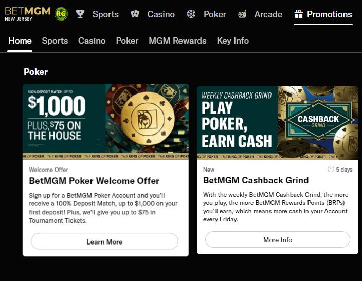 betMGM Online Poker Promos