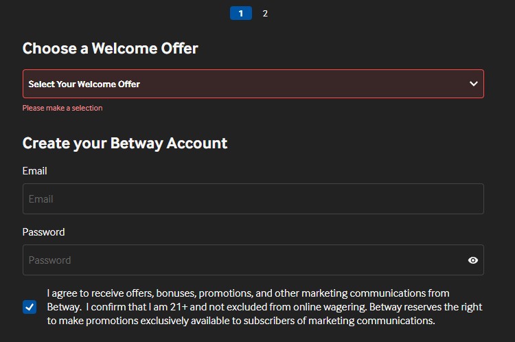 Betway NJ Casino Bonus Selector