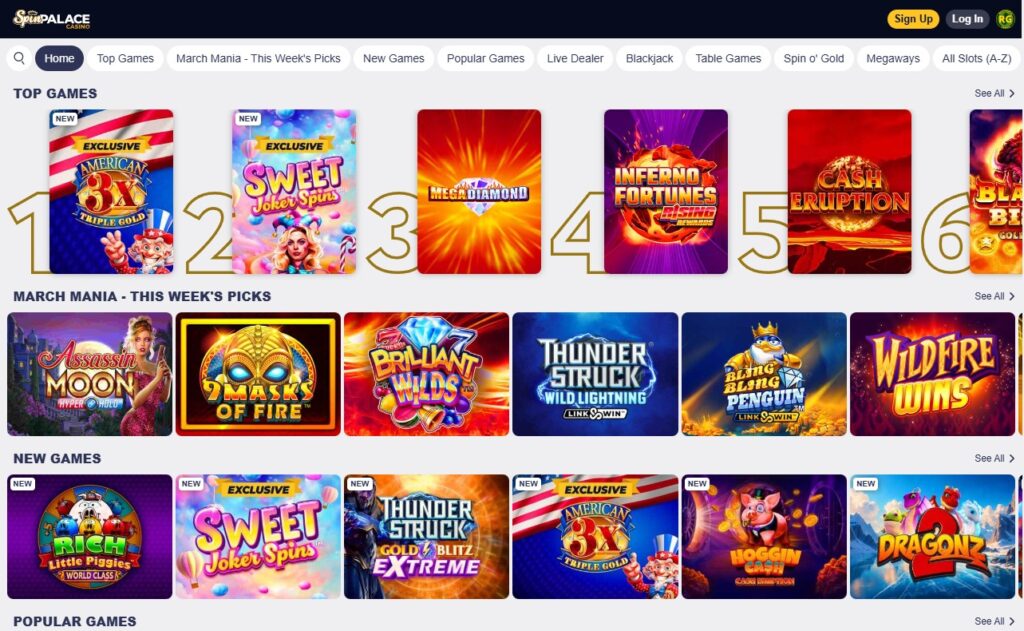 Spin Palace Casino Games