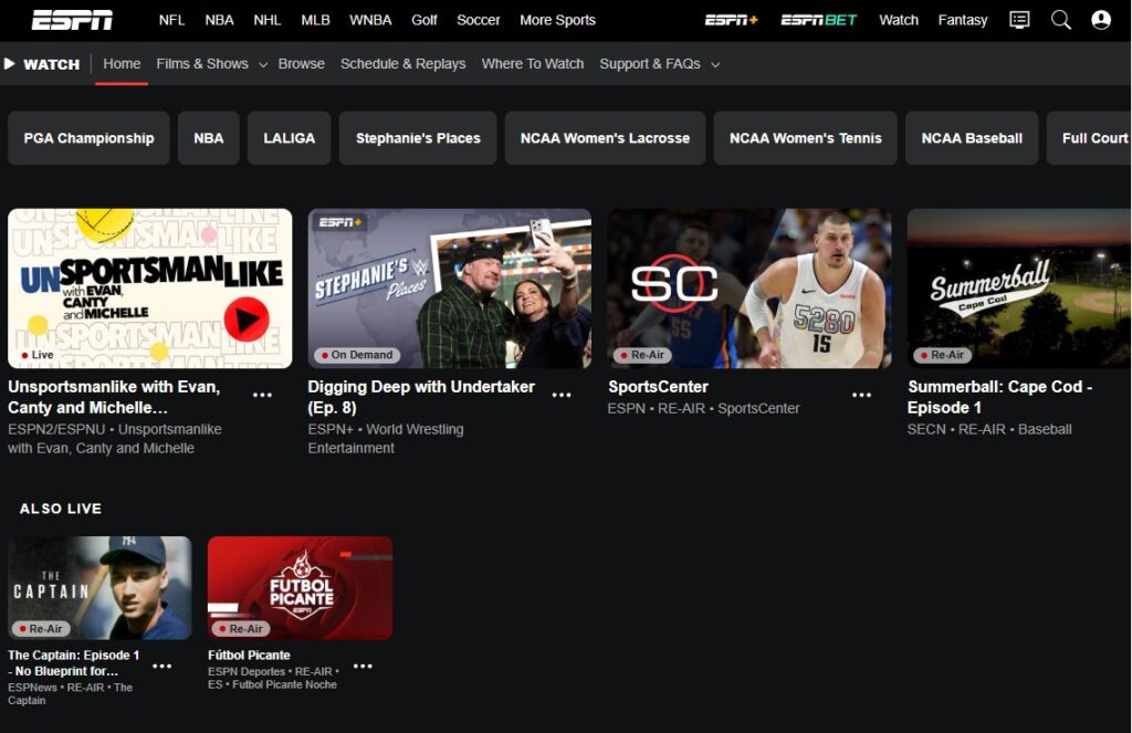 Live streaming at ESPN NJ