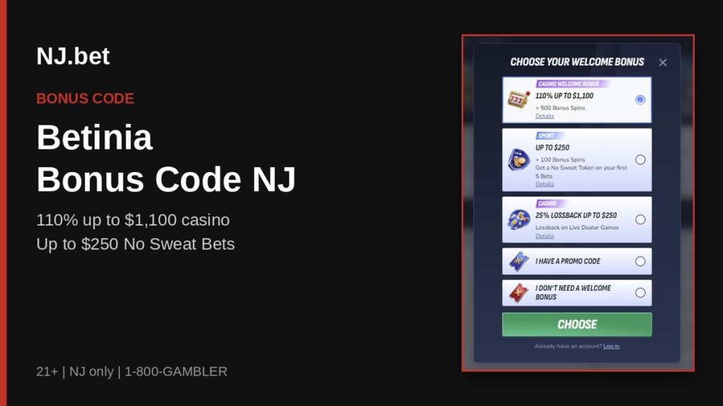 Betinia Bonus Code NJ