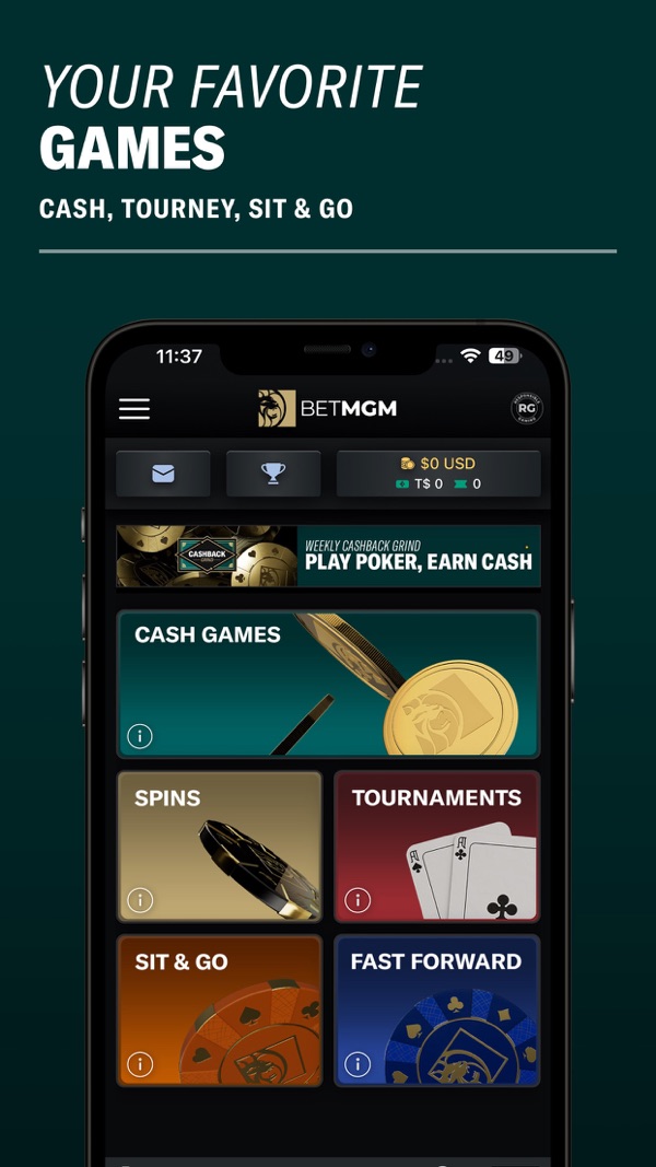 BetMGM Poker NJ app on iPhone, App Store screenshot 2 of 6