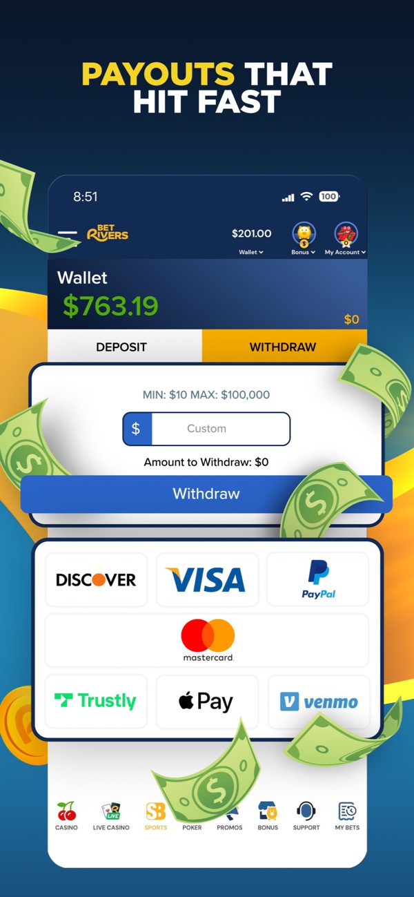 BetRivers Sportsbook & Casino NJ app on iPhone, App Store screenshot 3 of 6