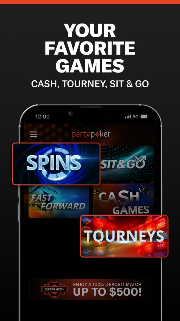PartyPoker NJ app on iPhone, App Store screenshot 1 of 6