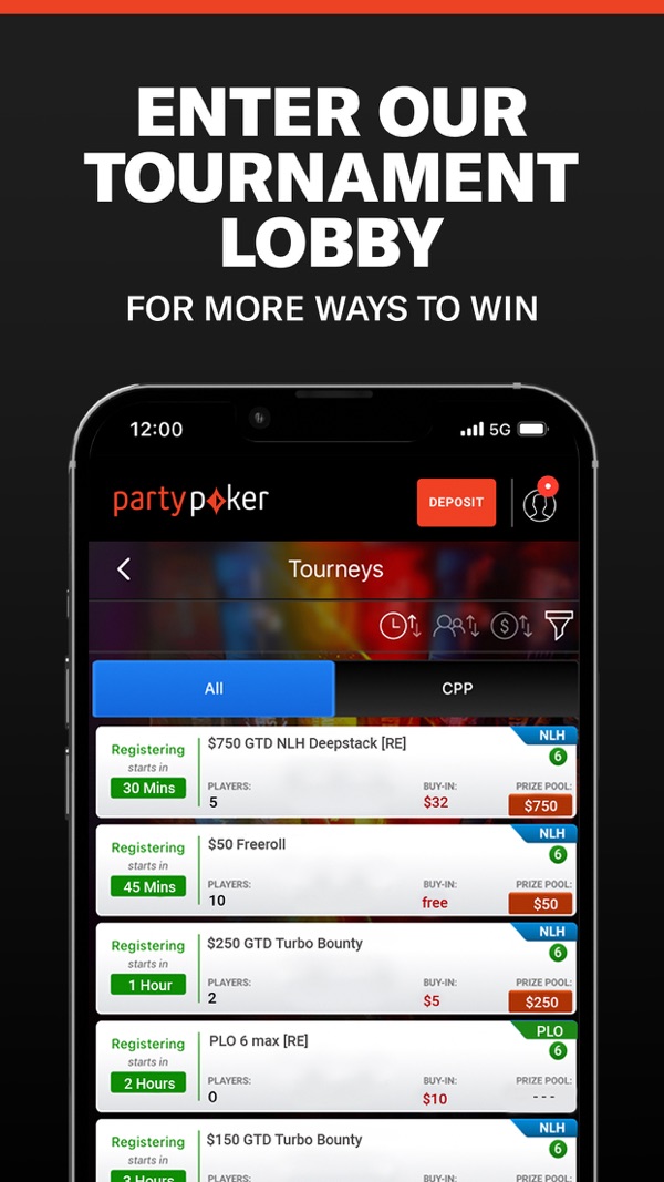 PartyPoker NJ app on iPhone, App Store screenshot 4 of 6
