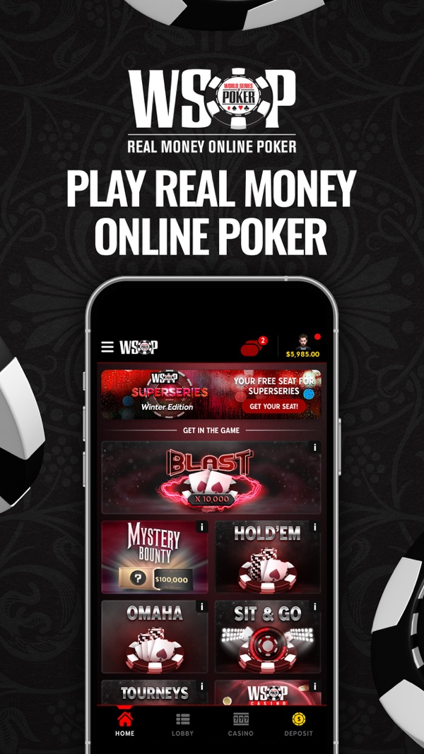 WSOP.com NJ poker NJ app on iPhone, App Store screenshot 1 of 6